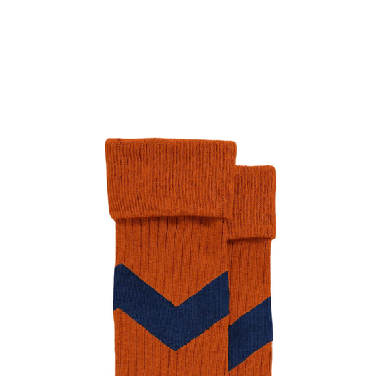 Young Ideas & Henmores -Knee High Chevron Socks -Burnt orange -SM