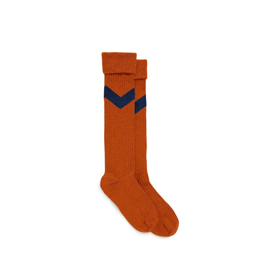 Young Ideas & Henmores -Knee High Chevron Socks -Burnt orange -SM
