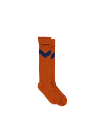 Young Ideas & Henmores -Knee High Chevron Socks -Burnt orange -SM