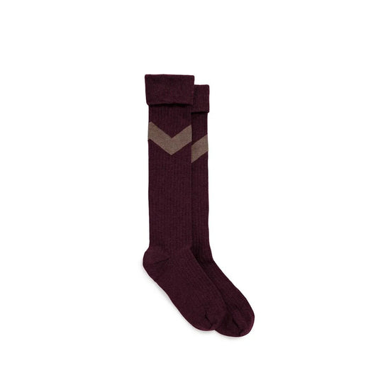 Young Ideas & Henmores -Knee High Chevron Socks -Port -SM