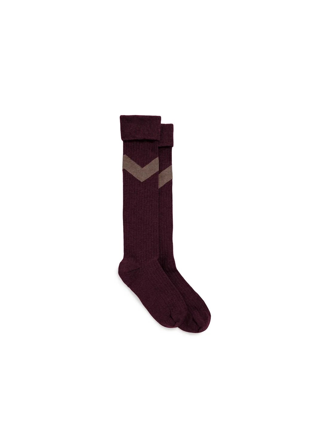 Young Ideas & Henmores -Knee High Chevron Socks -Port -SM