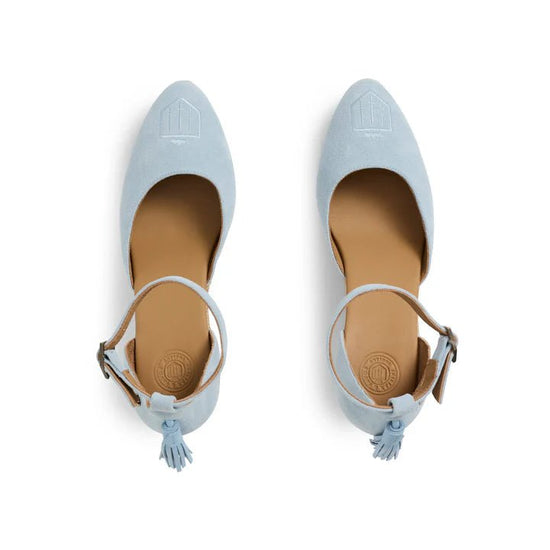 Young Ideas & Henmores - Monaco Wedge Shoe - Sky Blue Suede - 4
