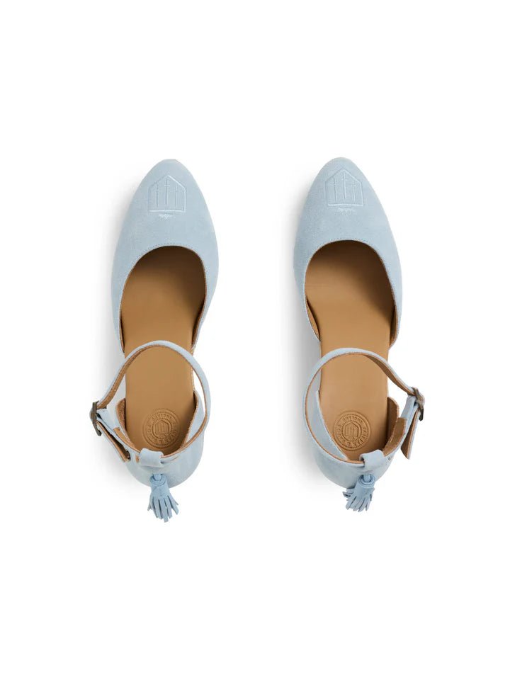 Young Ideas & Henmores - Monaco Wedge Shoe - Sky Blue Suede - 4