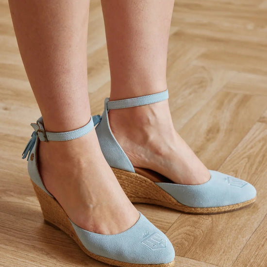 Young Ideas & Henmores - Monaco Wedge Shoe - Sky Blue Suede - 4