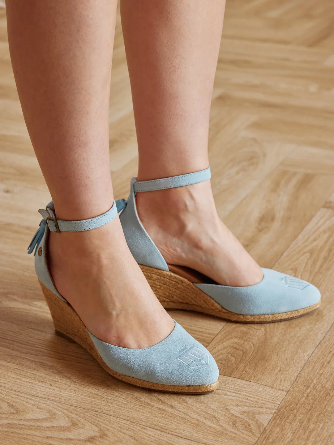 Young Ideas & Henmores - Monaco Wedge Shoe - Sky Blue Suede - 4