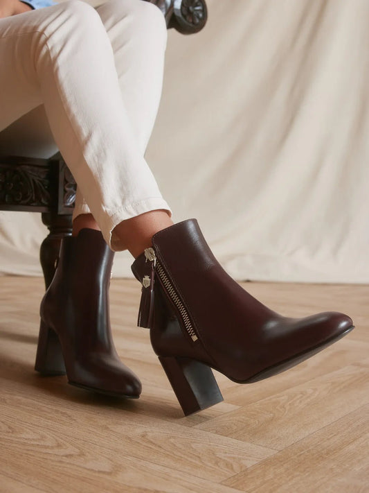 Young Ideas & Henmores - Oakham Heeled Ankle Boot - Mahogany Leather - 4