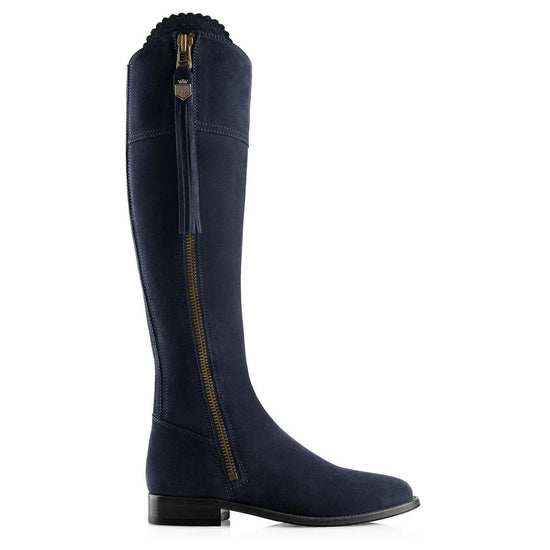 Young Ideas & Henmores - Regina Flat Suede Boot - Navy Blue - 6