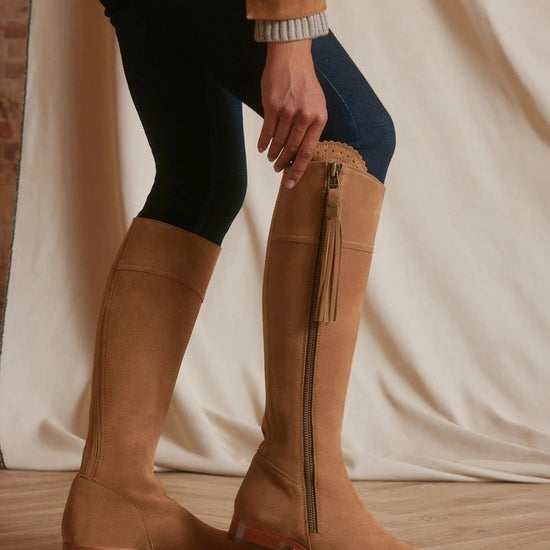 Young Ideas/Henmores - Regina Flat Suede Boot - Tan Suede - 3