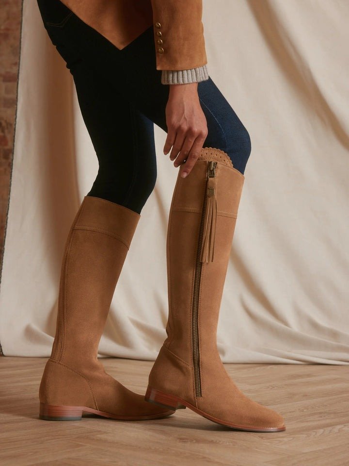 Young Ideas/Henmores - Regina Flat Suede Boot - Tan Suede - 3