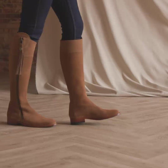 Young Ideas/Henmores - Regina Flat Suede Boot - Tan Suede - 3