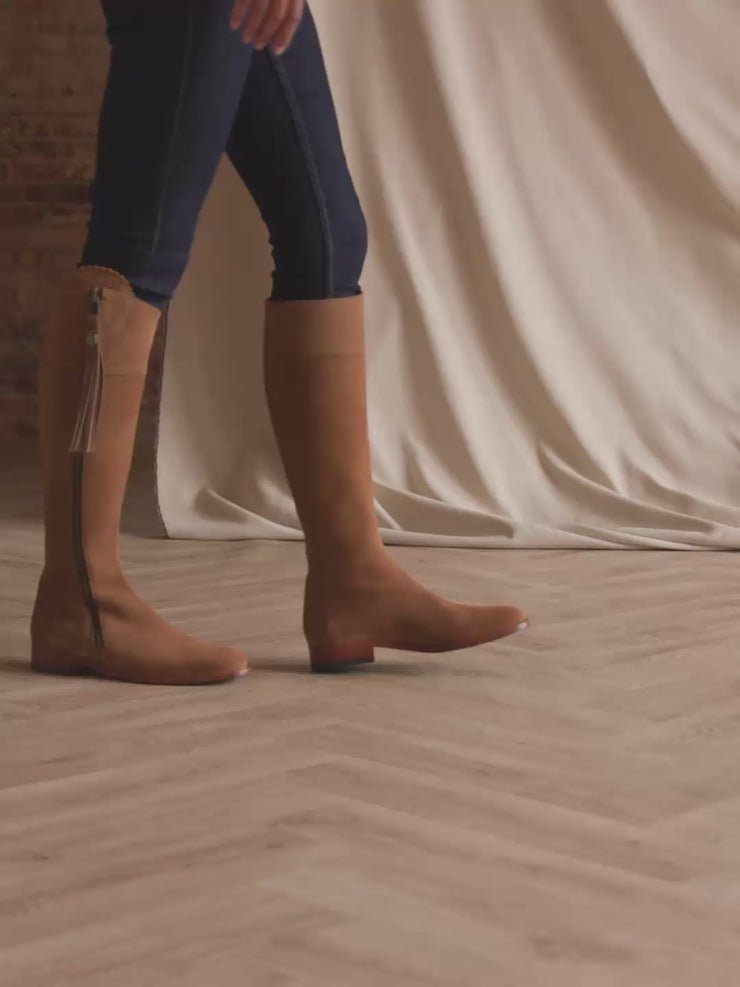 Young Ideas/Henmores - Regina Flat Suede Boot - Tan Suede - 3