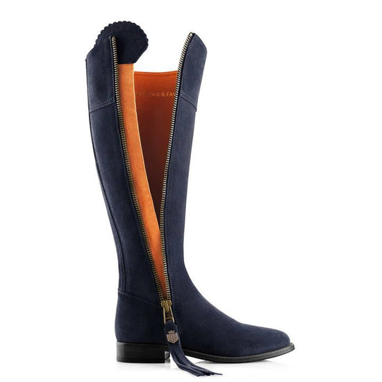 Young Ideas & Henmores - Regina Flat Suede Boot - Navy Blue - 6