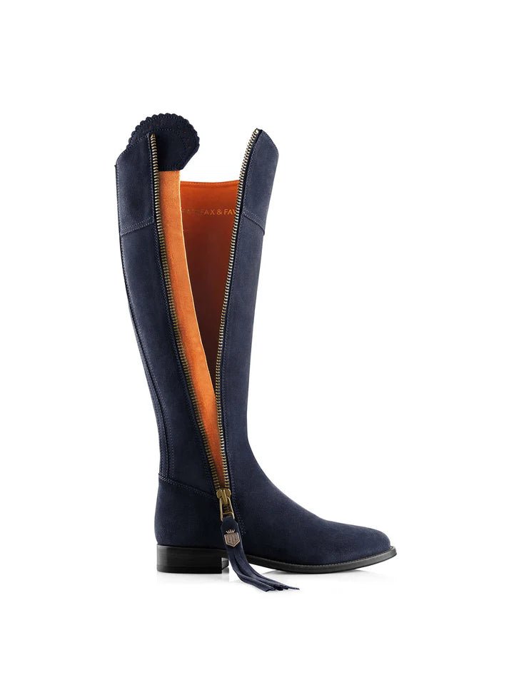 Young Ideas & Henmores - Regina Flat Suede Boot - Navy Blue - 6