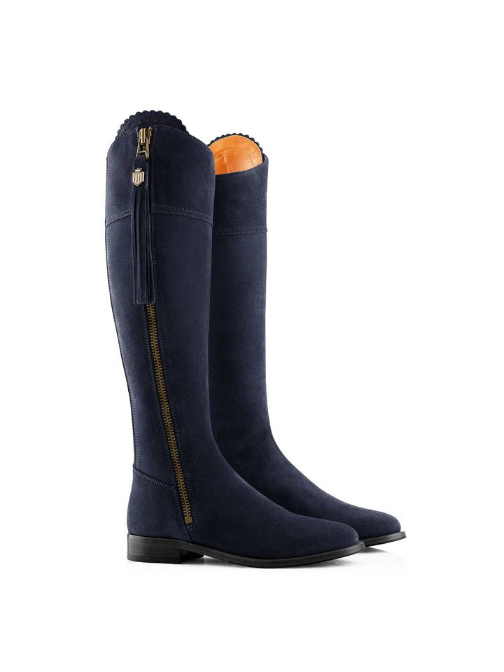 Young Ideas & Henmores - Regina Flat Suede Boot - Navy Blue - 6