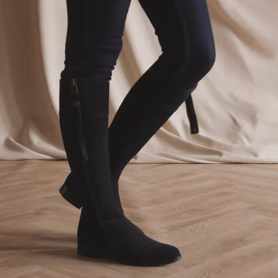 Young Ideas/Henmores - Regina Flat Suede Boot - Navy Suede - 3