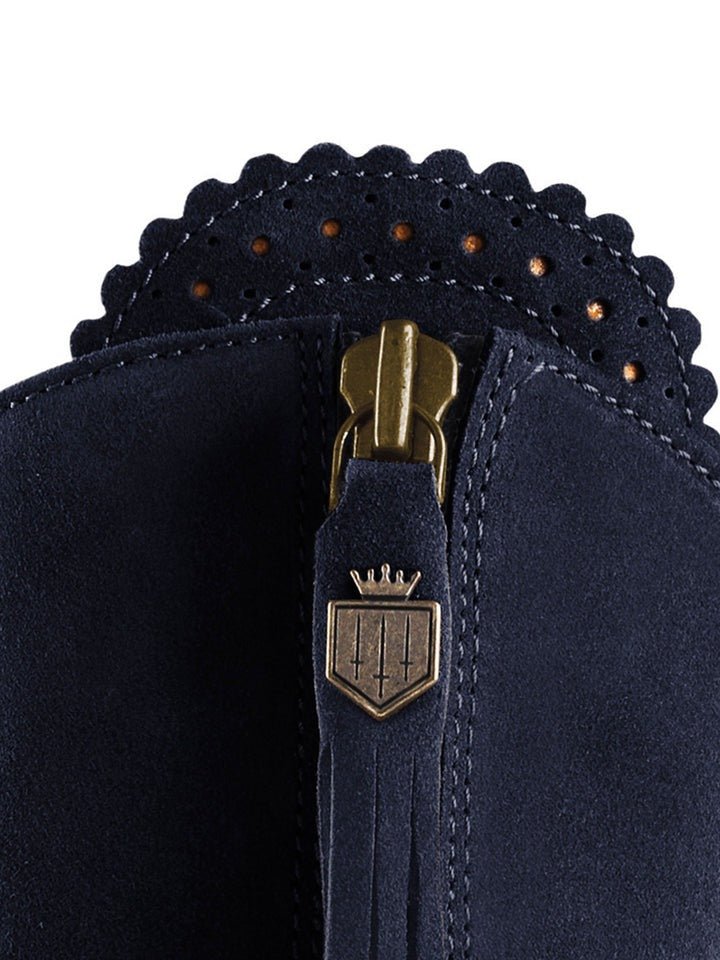 Young Ideas/Henmores - Regina Flat Suede Boot - Navy Suede - 3