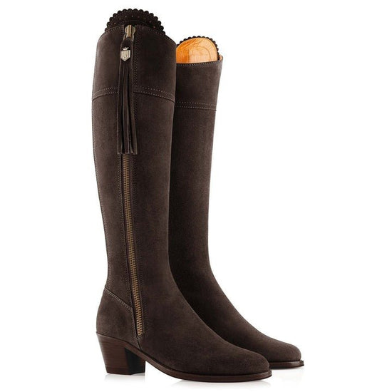 Young Ideas & Henmores - Regina Heeled Suede Boot - Chocolate Suede - 4