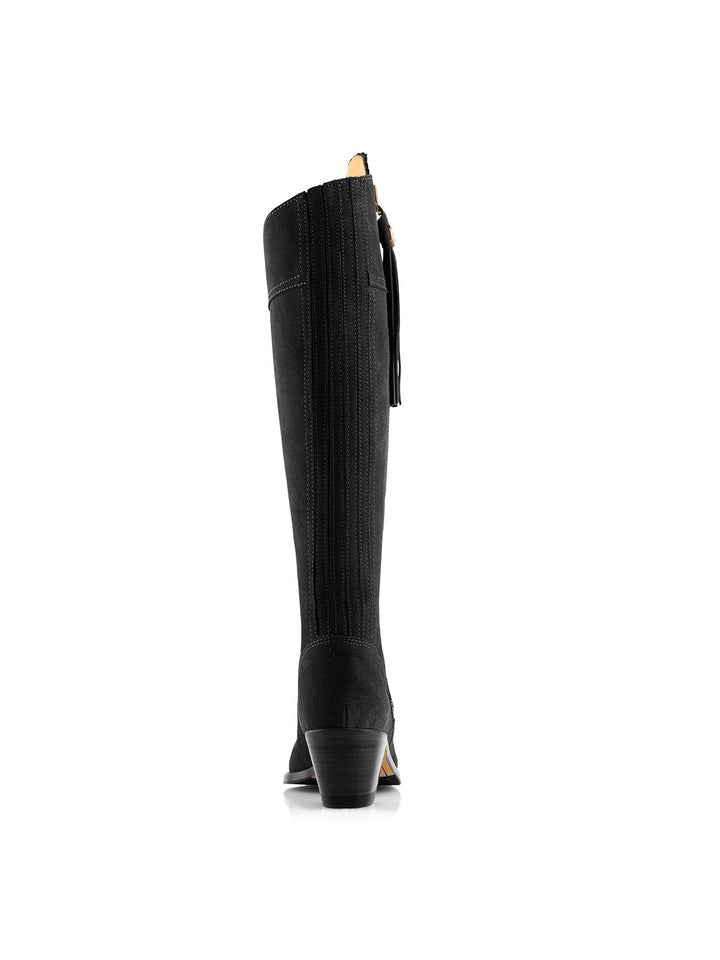 Young Ideas & Henmores - Regina Heeled Suede Boot - Black Suede - 3
