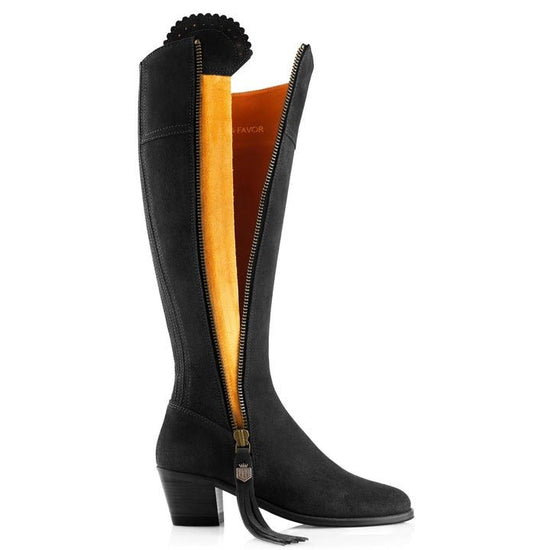 Young Ideas & Henmores - Regina Heeled Suede Boot - Black Suede - 3