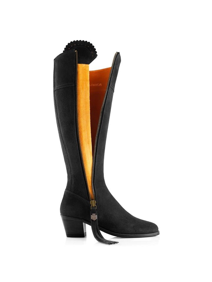 Young Ideas & Henmores - Regina Heeled Suede Boot - Black Suede - 3