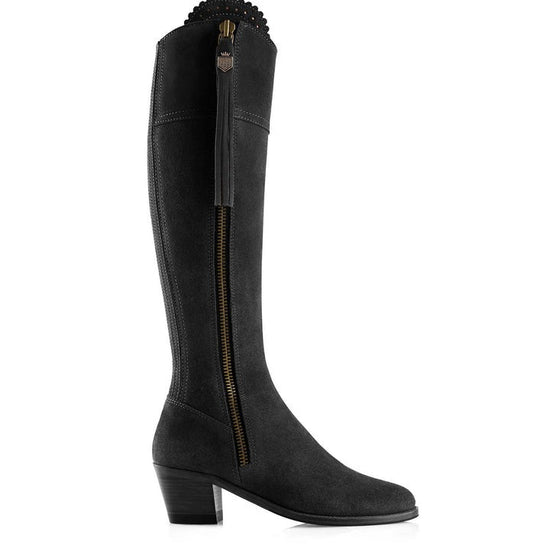 Young Ideas & Henmores - Regina Heeled Suede Boot - Black Suede - 3