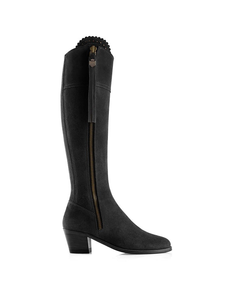 Young Ideas & Henmores - Regina Heeled Suede Boot - Black Suede - 3