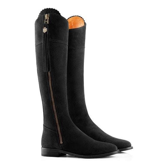 Young Ideas/Henmores - Regina Narrow Fit Flat Suede Boot - Black Suede - 4