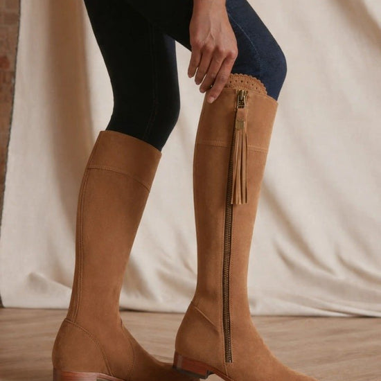 Young Ideas/Henmores - Regina Narrow Fit Flat Suede Boot - Black Suede - 4