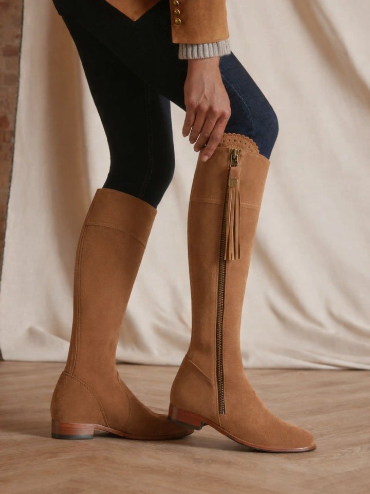 Young Ideas/Henmores - Regina Narrow Fit Flat Suede Boot - Black Suede - 4