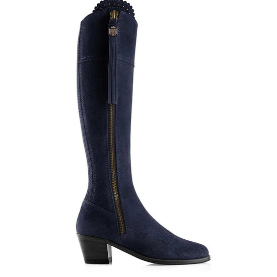 Young Ideas & Henmores - Regina Narrow Fit Heeled Suede Boot - Navy Suede - 4