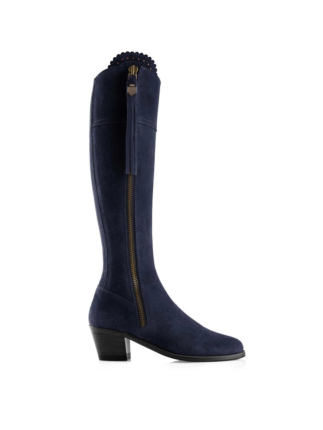Young Ideas & Henmores - Regina Narrow Fit Heeled Suede Boot - Navy Suede - 4