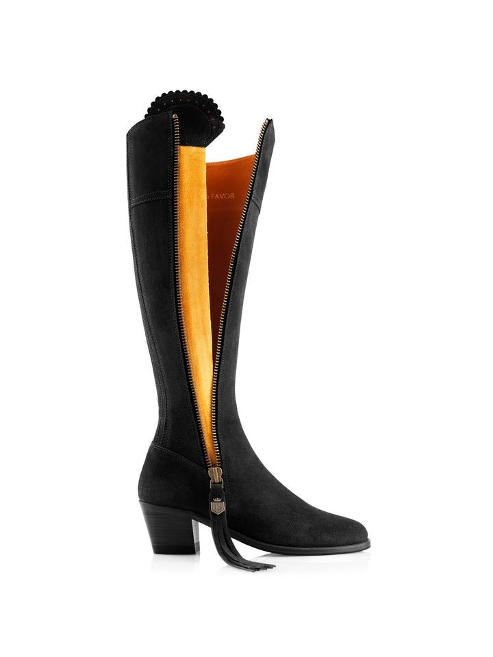 Young Ideas/Henmores - Regina Narrow Fit Heeled Suede Boot - Black Suede - 4