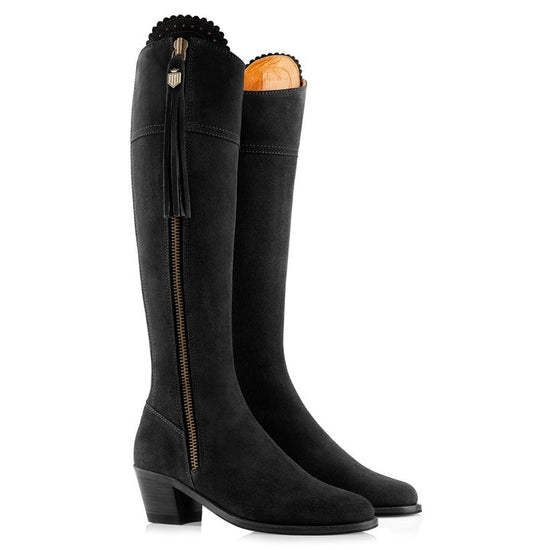 Young Ideas/Henmores - Regina Narrow Fit Heeled Suede Boot - Black Suede - 4