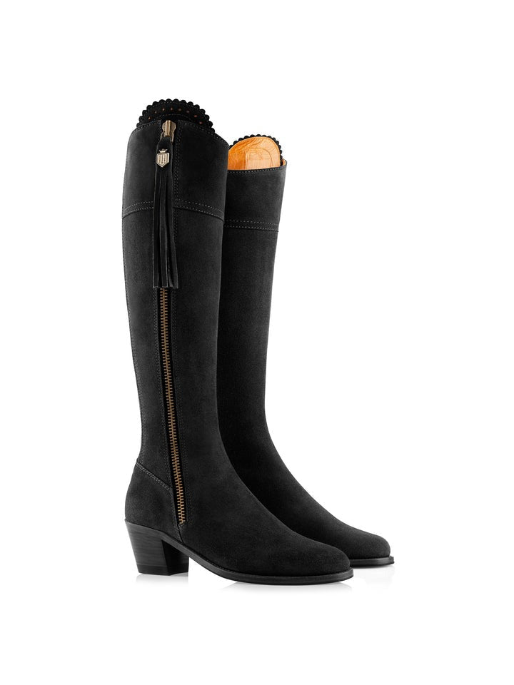 Young Ideas/Henmores - Regina Narrow Fit Heeled Suede Boot - Black Suede - 4