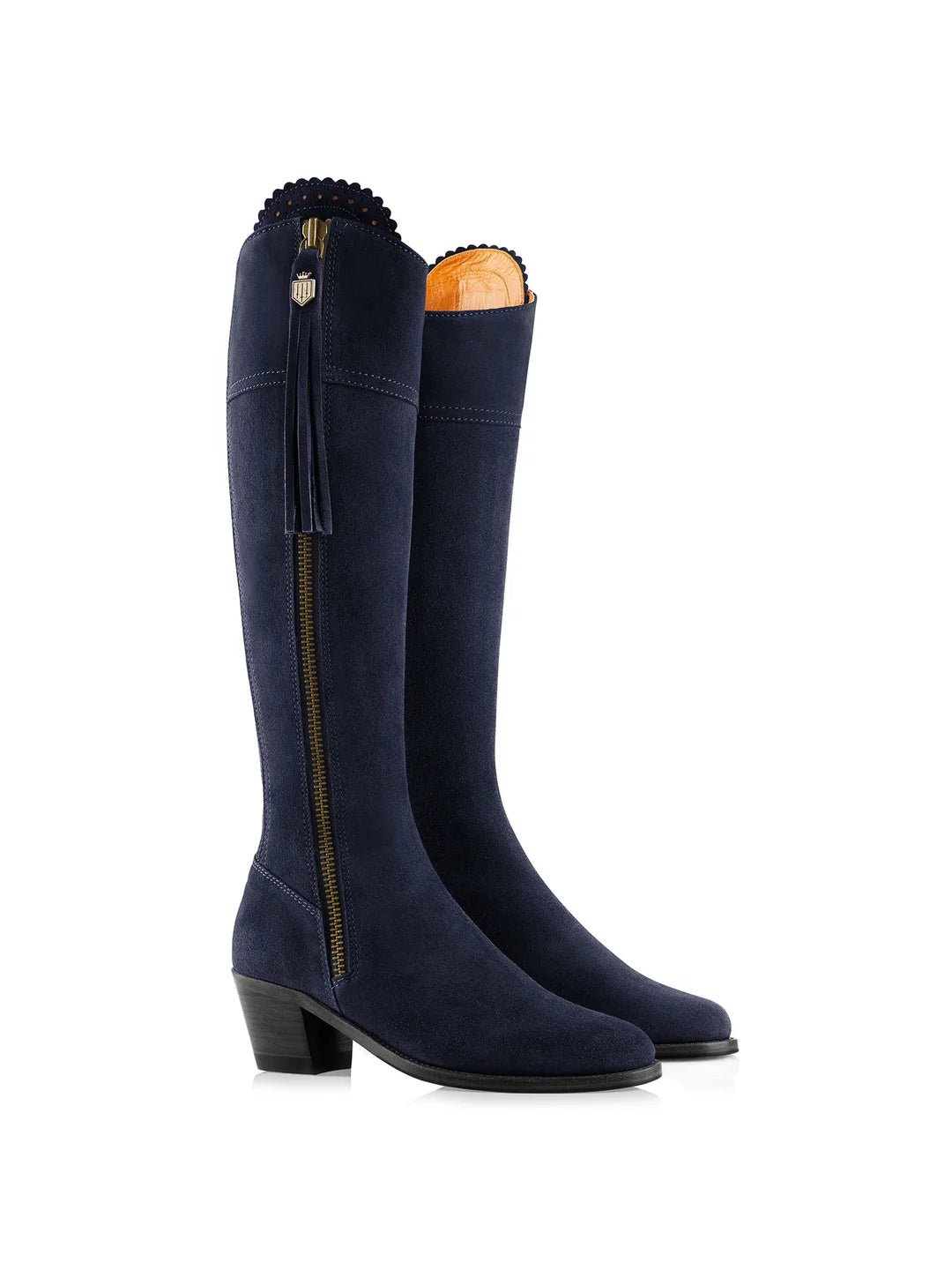 Young Ideas & Henmores - Regina Narrow Fit Heeled Suede Boot - Navy Suede - 4