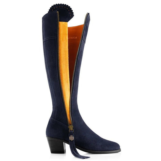 Young Ideas & Henmores - Regina Narrow Fit Heeled Suede Boot - Navy Suede - 4