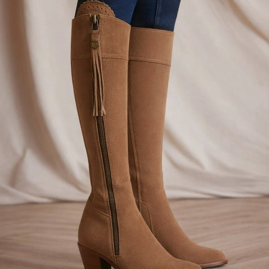 Young Ideas/Henmores - Regina Narrow Fit Heeled Suede Boot - Tan Suede - 4