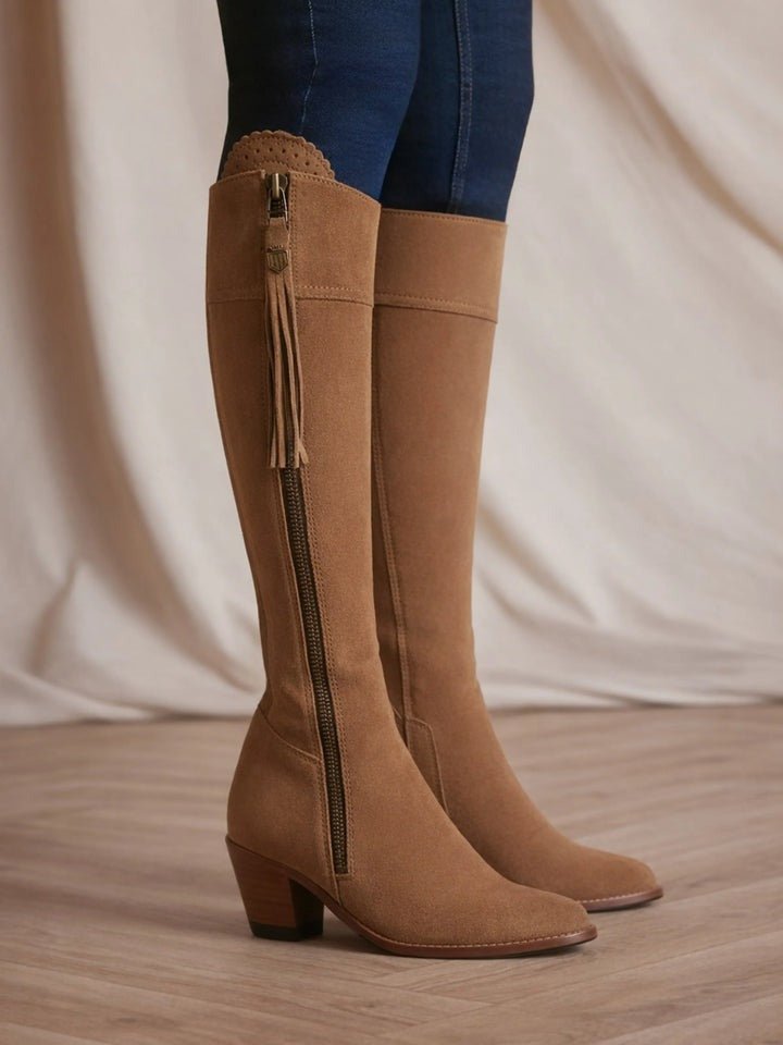 Young Ideas/Henmores - Regina Narrow Fit Heeled Suede Boot - Tan Suede - 4