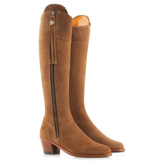 Young Ideas/Henmores - Regina Narrow Fit Heeled Suede Boot - Tan Suede - 4