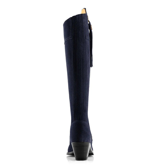Young Ideas & Henmores - Regina Narrow Fit Heeled Suede Boot - Navy Suede - 4