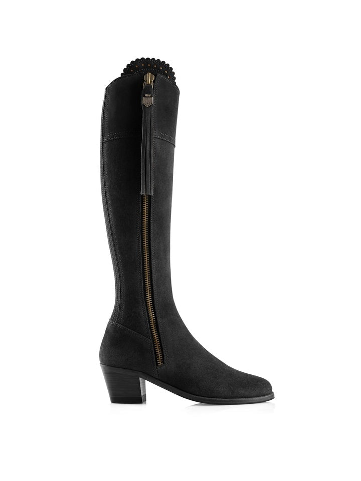 Young Ideas/Henmores - Regina Narrow Fit Heeled Suede Boot - Black Suede - 4