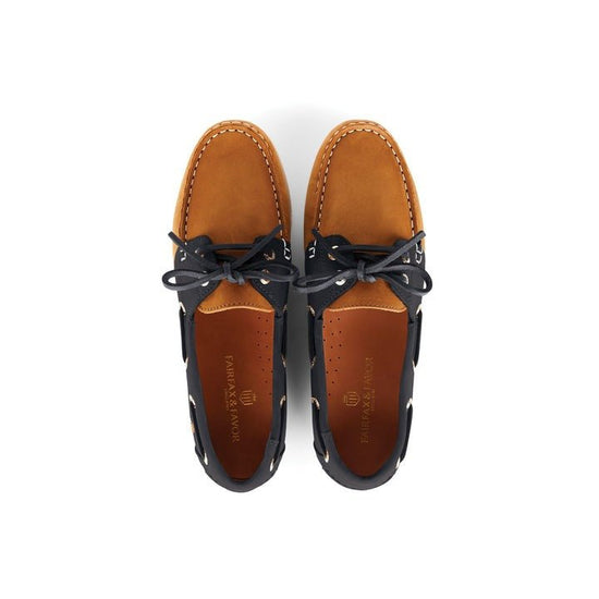 Young Ideas/Henmores - Salcombe Deck Shoe - Tan/Navy - 4