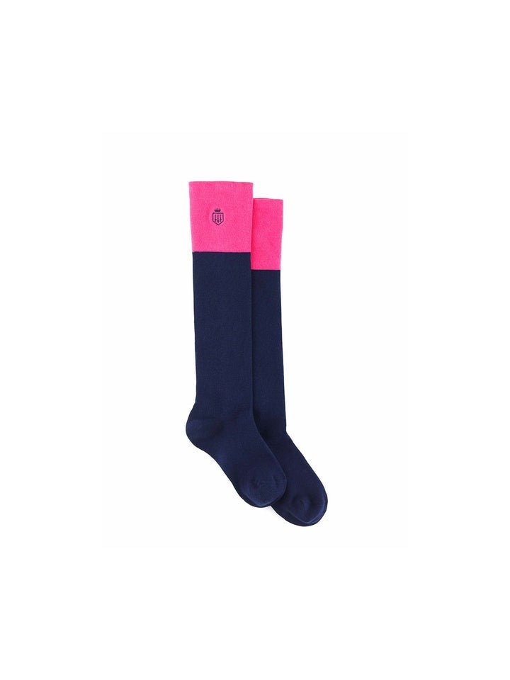 Young Ideas/Henmores - Signature Knee High Socks - Navy/Burgundy - OS