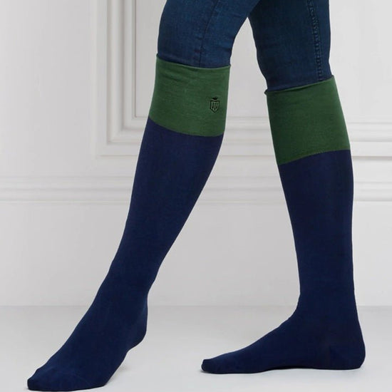 Young Ideas/Henmores - Signature Knee High Socks - Navy/Tan Leopard - OS