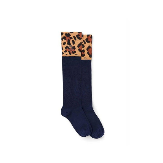 Young Ideas/Henmores - Signature Knee High Socks - Navy/Tan Leopard - OS
