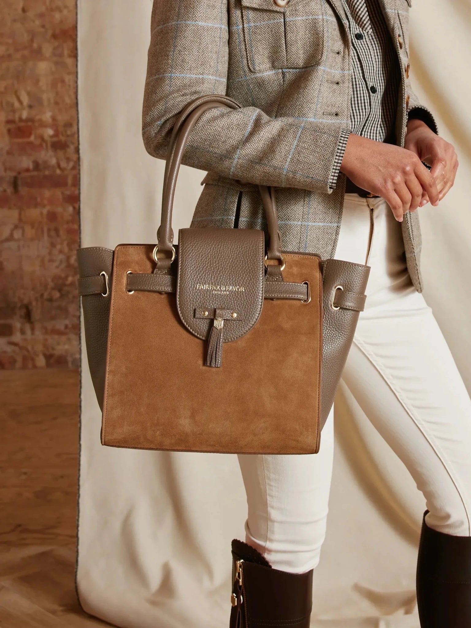 Young Ideas & Henmores - Windsor Tote Bag - Tan Suede - OS