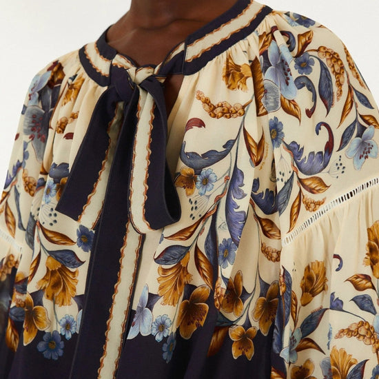 Young Ideas & Henmores -Golden Nature Blouse -Navy Blue -XS