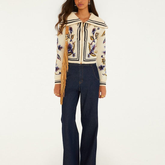 Young Ideas & Henmores -Golden Nature Knit Cardigan -Off White -XS