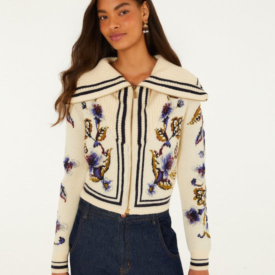 Young Ideas & Henmores -Golden Nature Knit Cardigan -Off White -XS