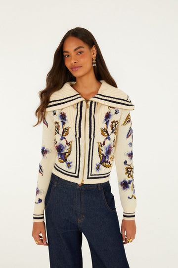 Young Ideas & Henmores -Golden Nature Knit Cardigan -Off White -XS